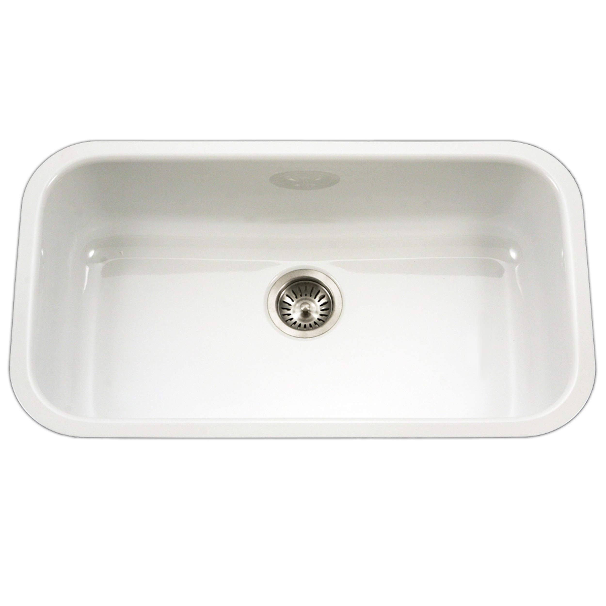 Houzer 1-Bowl Undermount Enameled Steel Kitchen Sink in White