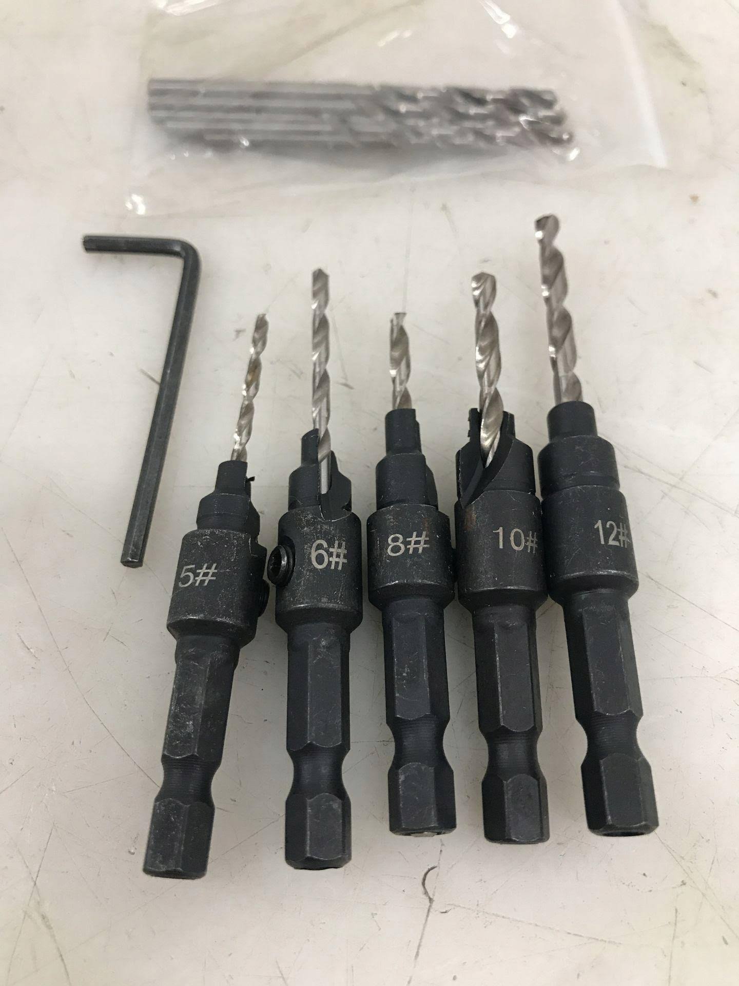 Countersink Drill Bit Set, 5pcs Quick Change 1/4