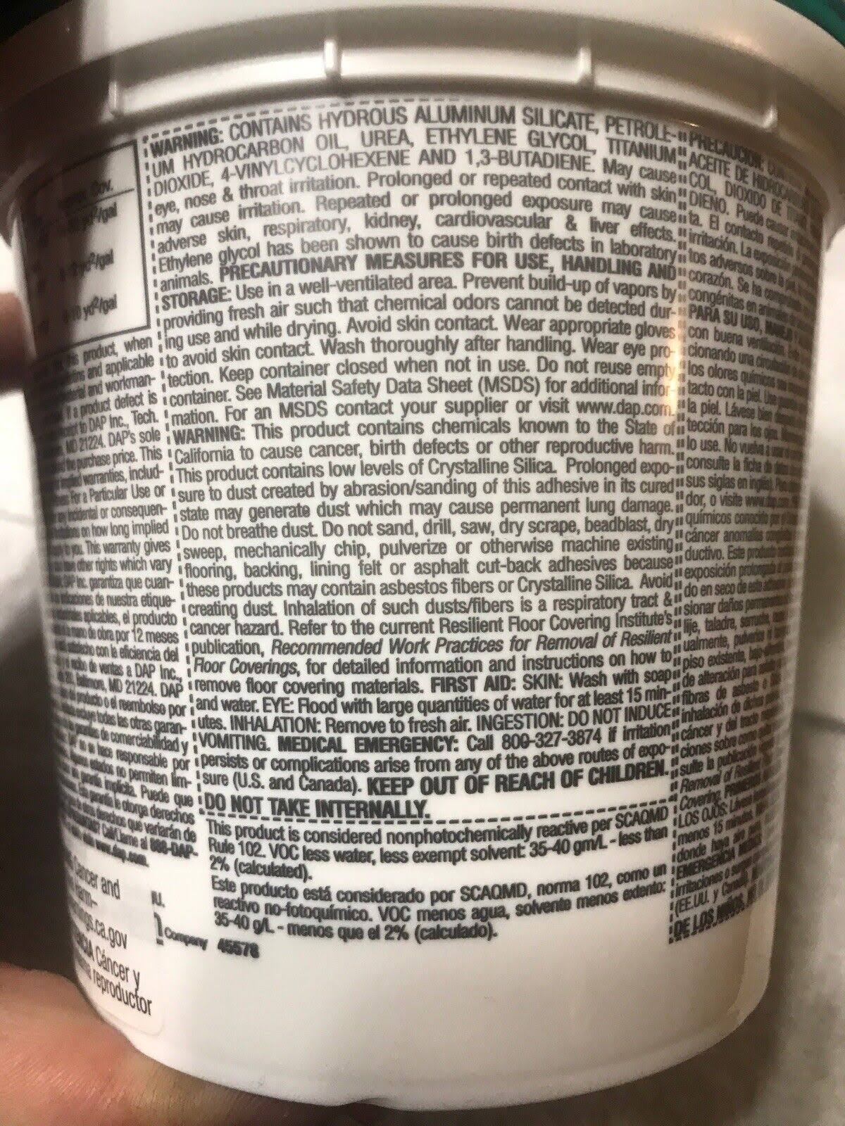 Dap 00141 Multi-Purpose Floor Adhesive 1-Quart