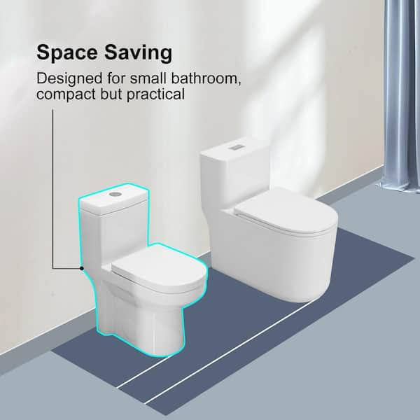 Hanikes One-Piece 1.1/1.6 GPF Dual Flush Round Toilet in White Soft Close Seat Included