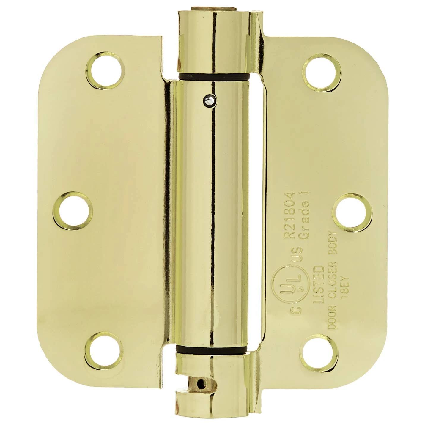 Self-Closing Door Hinge, 3.5 inch x 3.5 inch, 1 Piece, Polished Brass