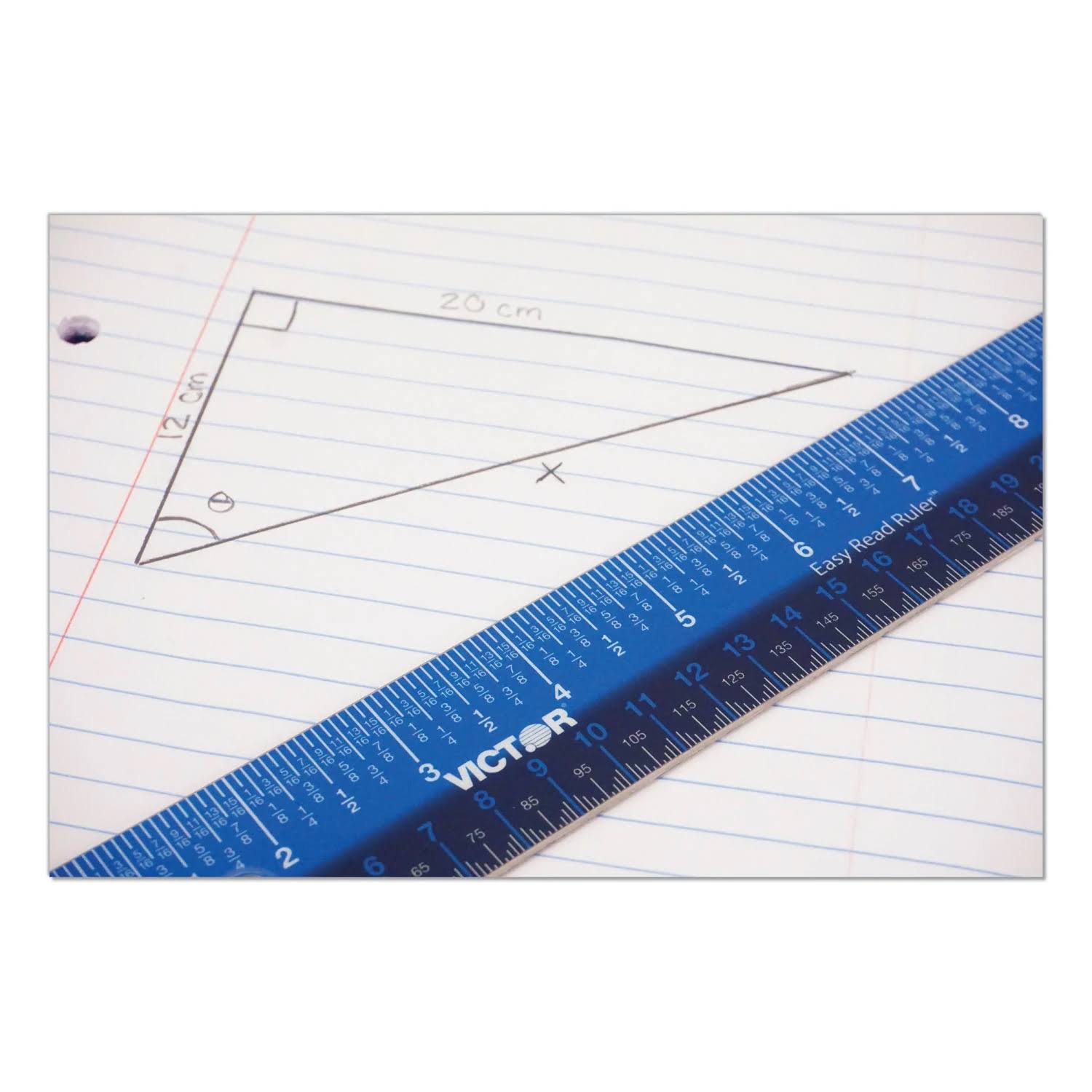 Victor Easy Read Stainless Steel Ruler, Standard/Metric, 18 inch, Blue