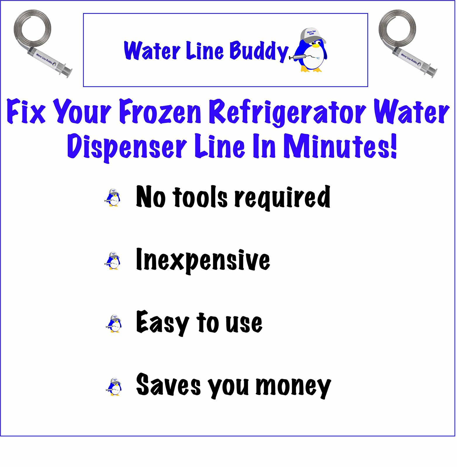 Water Line Buddy- Premium Frozen Water Line Tool- Quickly and Easily Unfreeze Your Refrigerator Water Dispenser