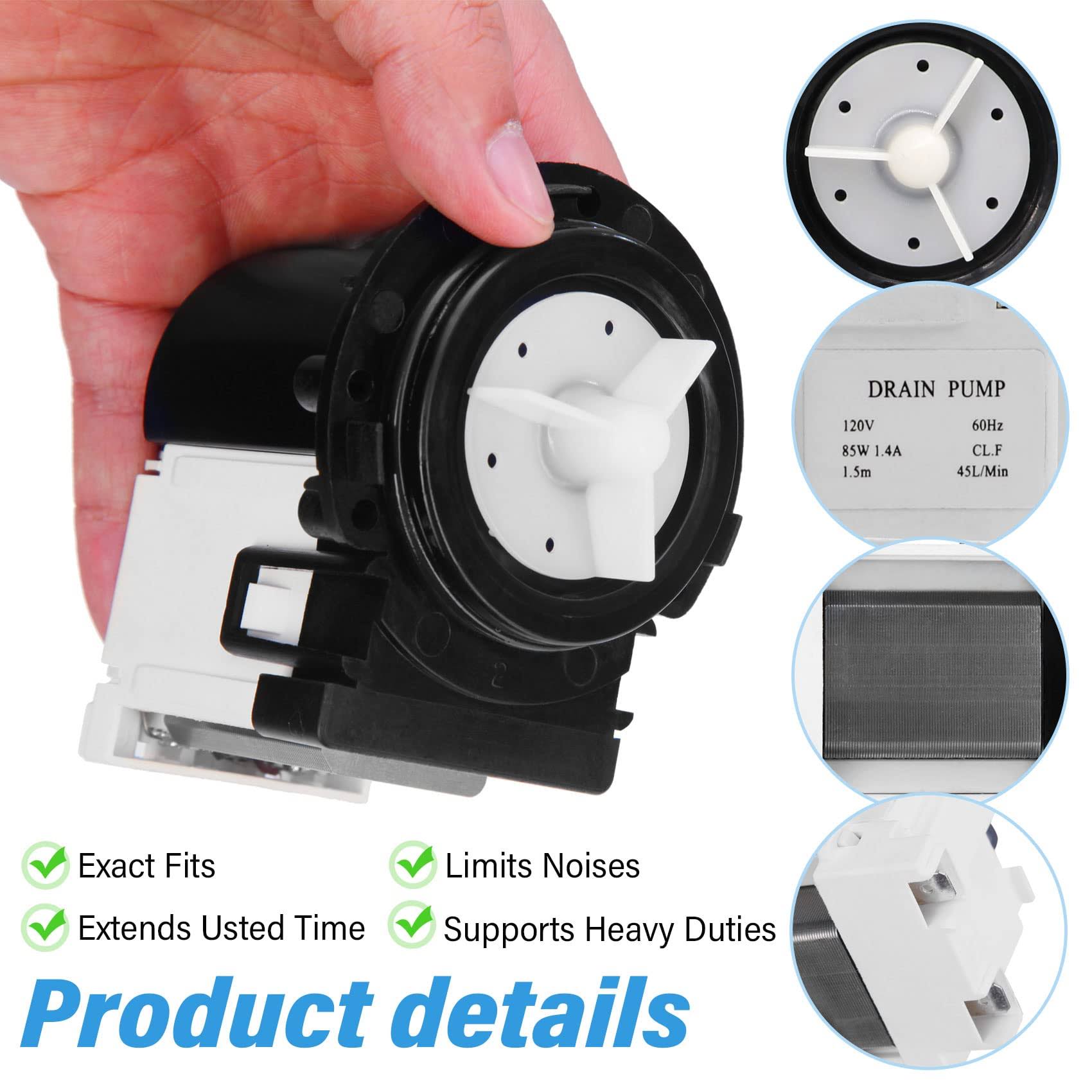 Monkemon 4681EA2001T Washer Drain Pump Motor Compatible with Kenmore and LG Washers- replaces Part Numbers AP5328388, 4681EA1007G, 2003273,