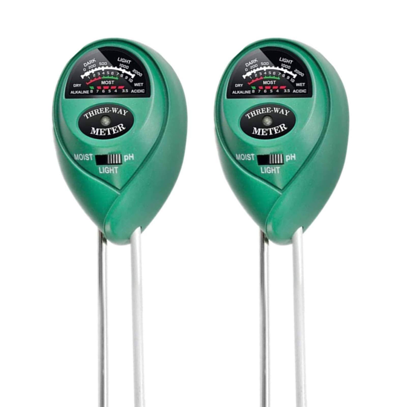 iPower Lgtestsoilx2V1 Soil Meter 3-in-1 Tester Kits with Moisturelightph, Stool, for Farm, Arable Land, Garden, Round, 2 Pack