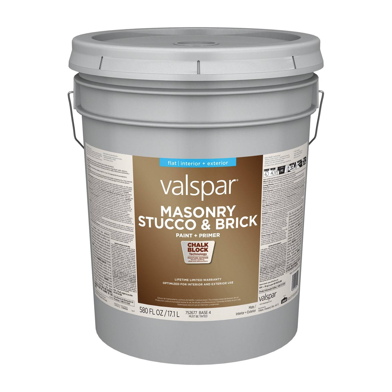 Valspar Masonry Stucco & Brick Flat Base 4 Tintable Interior & Exterior Paint- 5 Gal