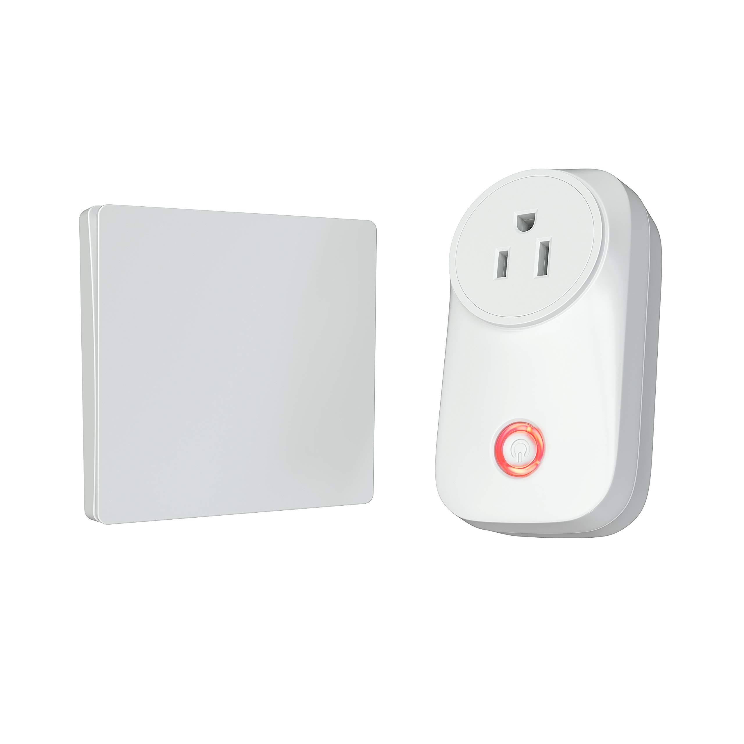 Skywin Wireless Outlet and Battery Free Kinetic Light Switch- Stick on Wireless Light Switch for Lamps and Household Appliances- Easy to Install