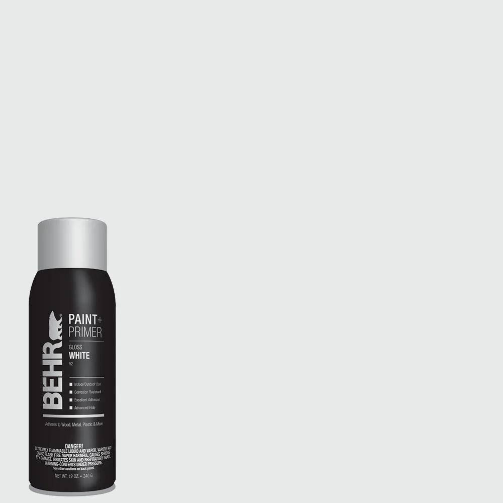 BEHR Premium 12 oz. #52 White Gloss Interior/Exterior Spray Paint and Primer in One Aerosol