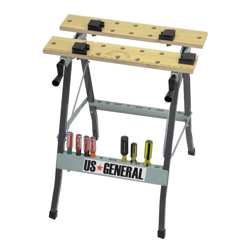 US General Folding Clamping Workbench with Movable Pegs