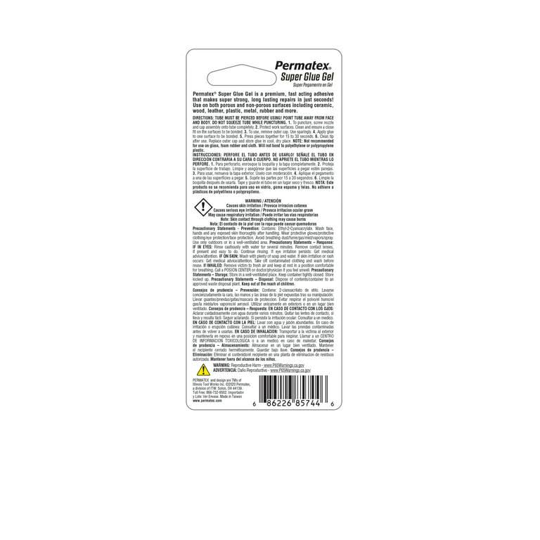 Permatex Super Glue Gel, 2 Pack- 75587, Size: 2G