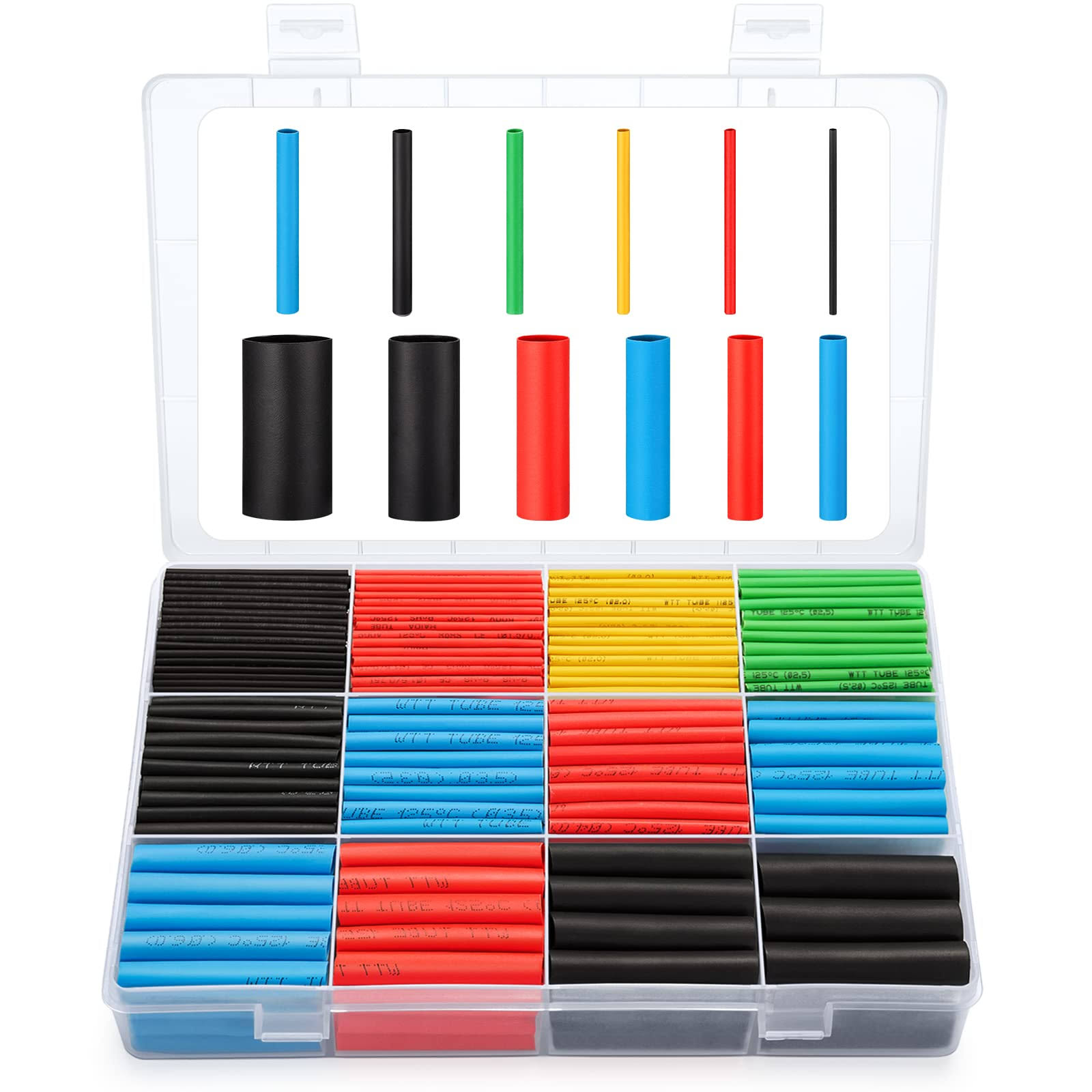560pcs Heat Shrink Tubing 2:1, Eventronic Electrical Wire Cable Wrap Assortment Electric Insulation Heat Shrink Tube Kit with Box(5 Colors/12 Sizes)