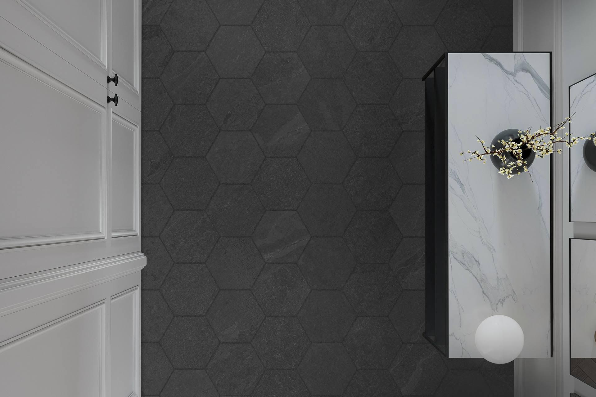 Satori Gios Graphite Hexagon 8-in x 10-in Matte Porcelain Floor and Wall Tile (0.44-sq. ft/ Piece)