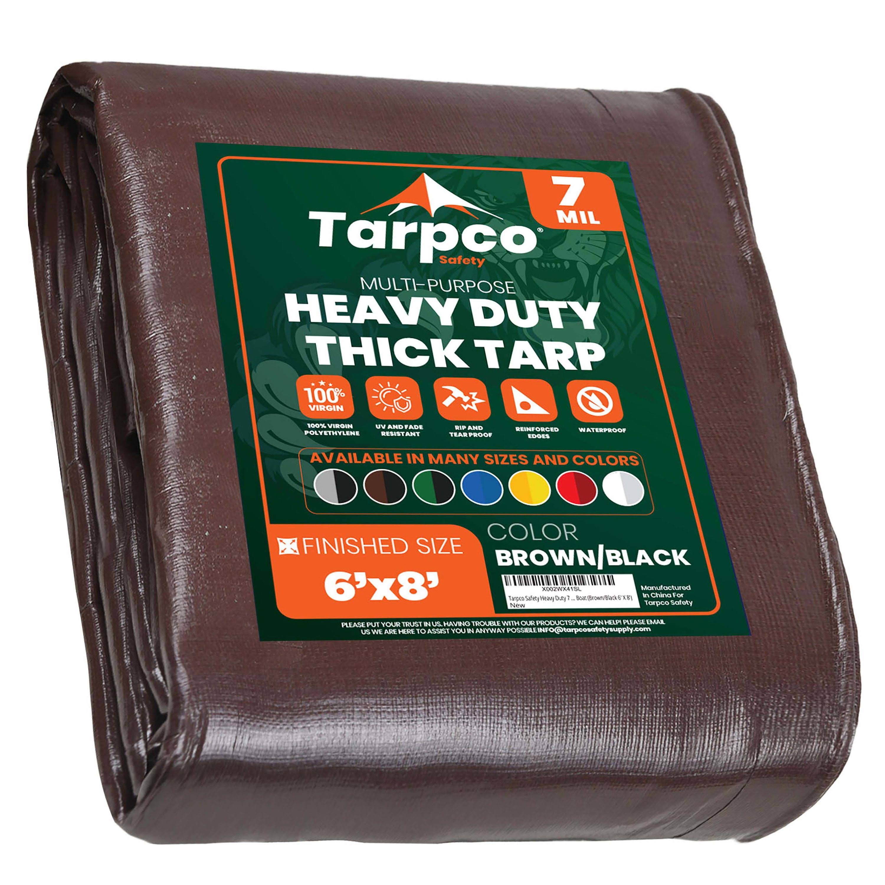 Tarpco Safety Heavy Duty 7 Mil Tarp, Brown/Black 6 x 8