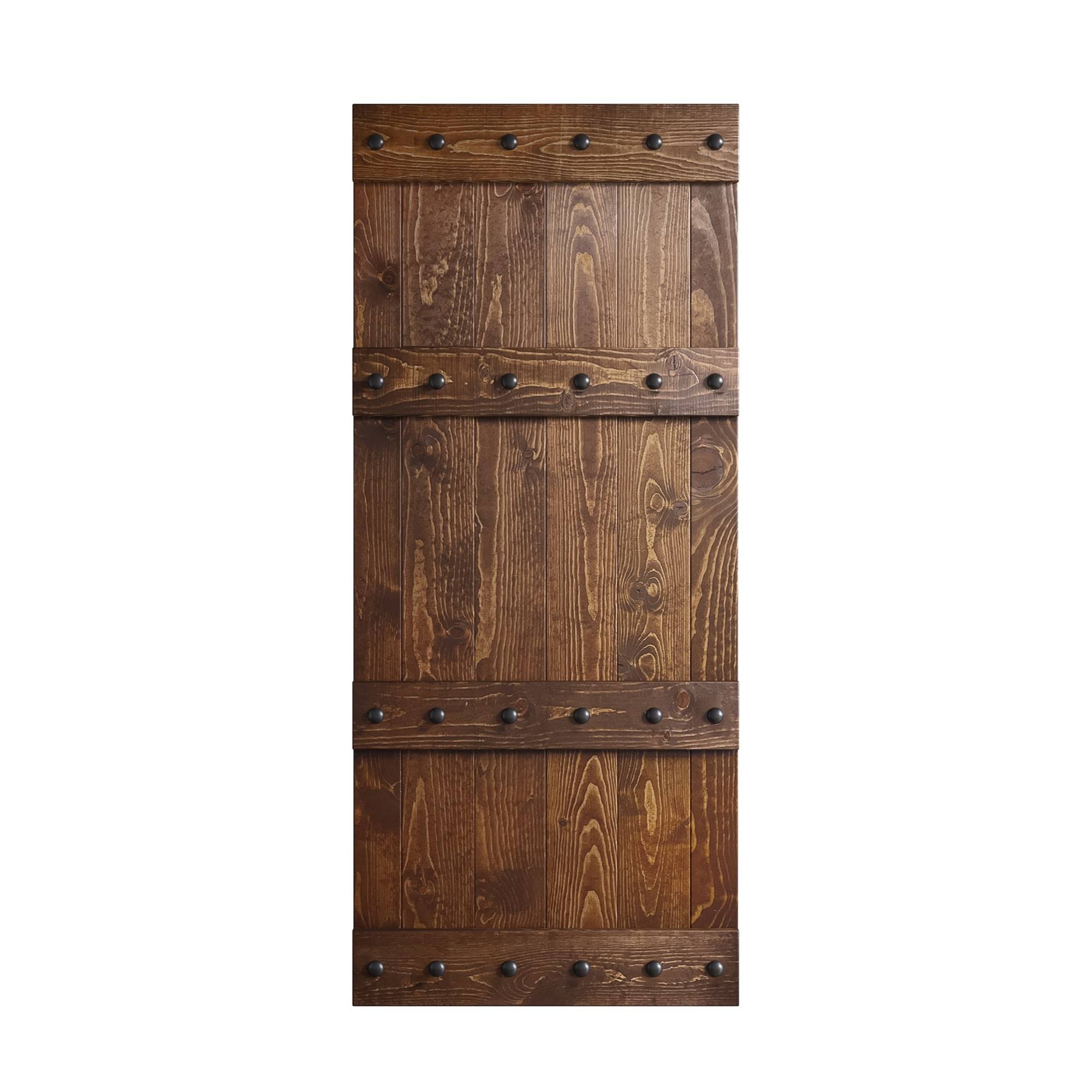 Coast Sequoia Inc Castle Series 36 in. x 84 in. Dark Walnut Finish Knotty Pine Wood Barn Door Slab