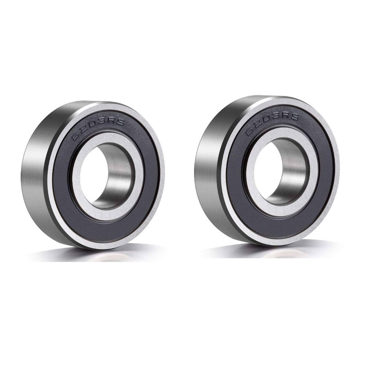 6203-RS Sealed Bearing- 17x40x12- Lubricated- Chrome Steel (2 Pcs)