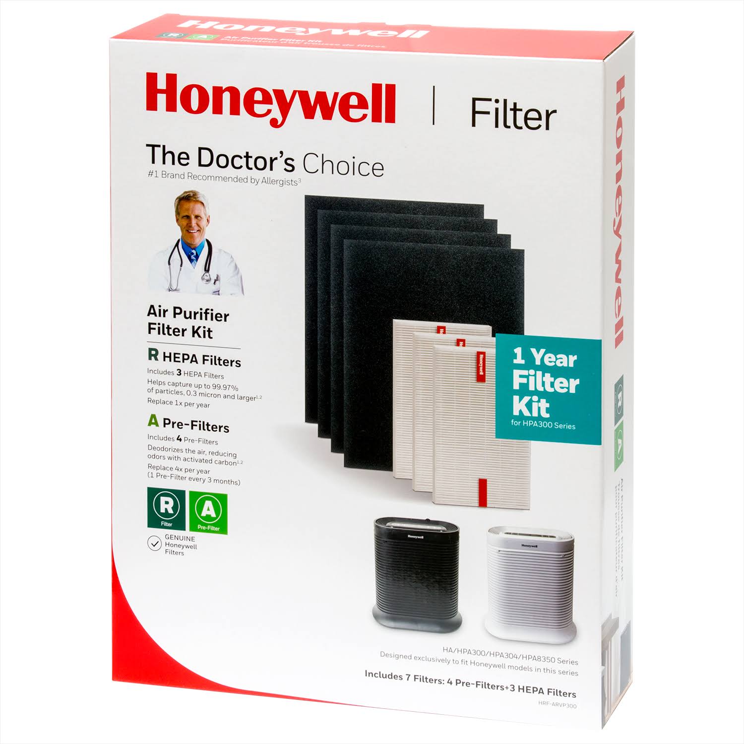 Honeywell True HEPA Filter Value Combo Pack for HPA300 Series Air Purifier, Gre