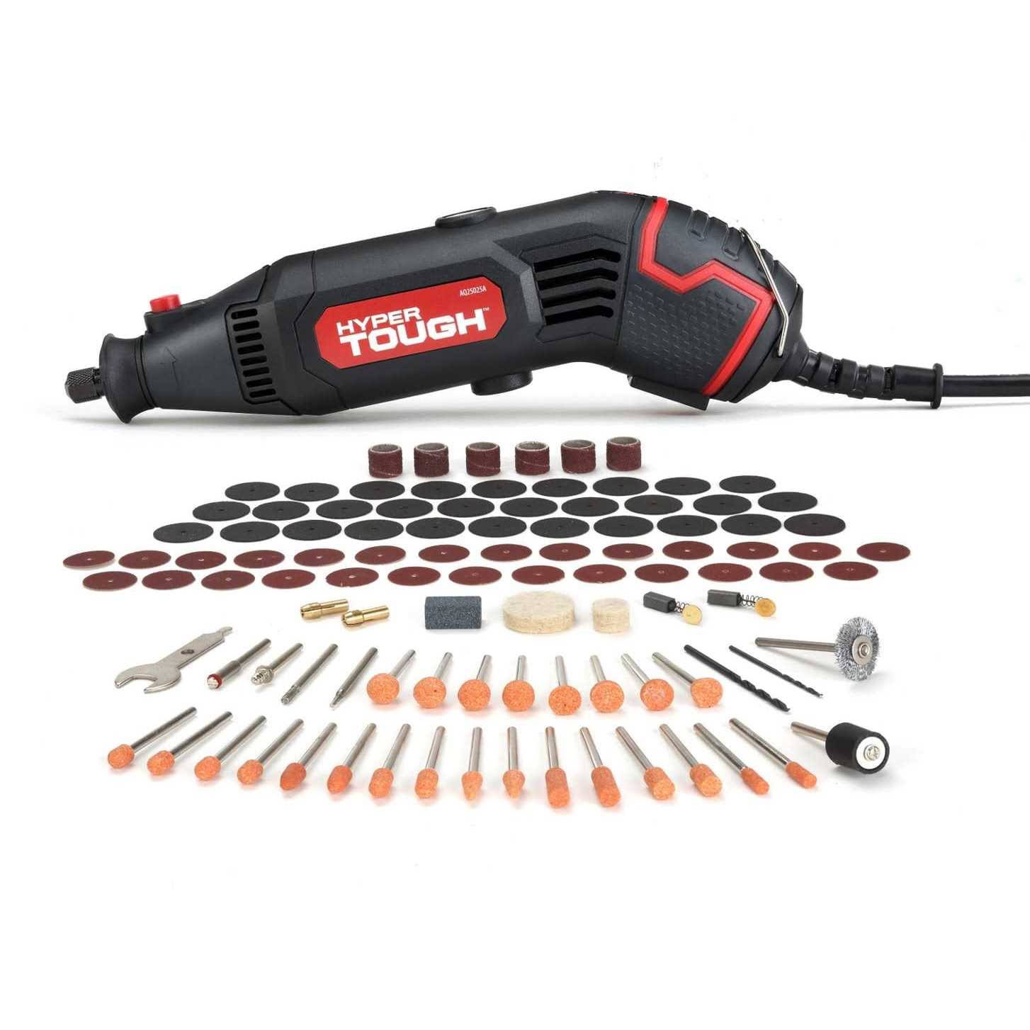 Hyper Tough 1.5 Amp Corded Rotary Tool, Variable Speed with 105 Rotary Accessories & Storage Case