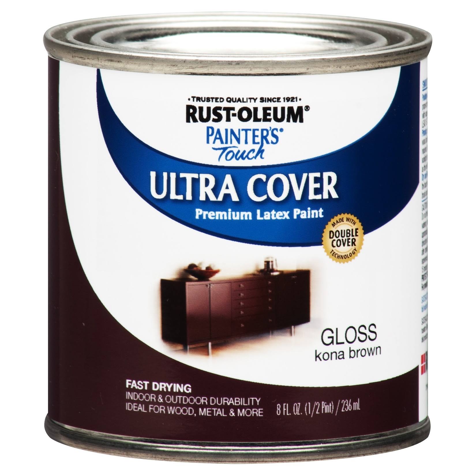 Rust Oleum Painter's Touch 2X Ultra Cover Premium Latex Paint, Kona Brown- 8 fl oz can