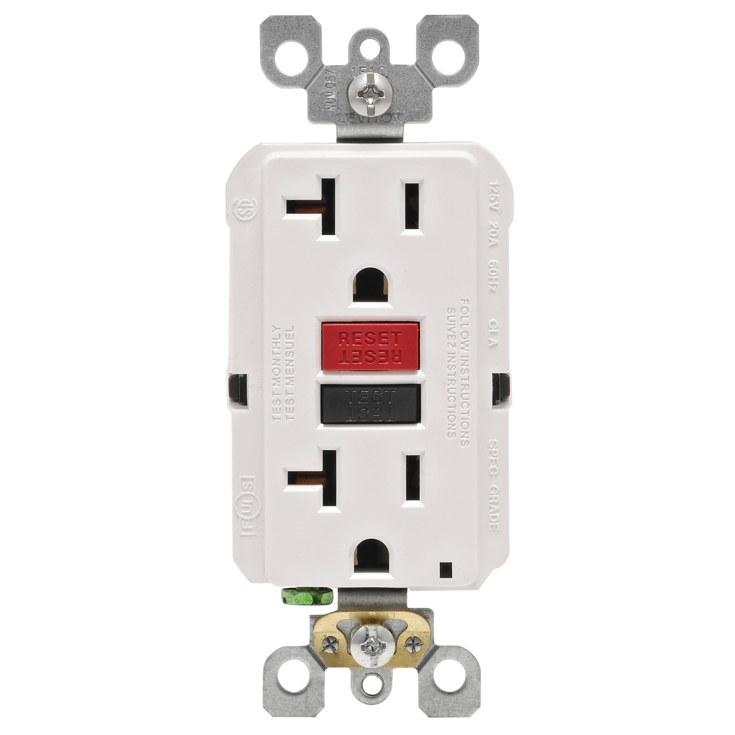 Leviton TV205382 Self Test GFCI, White