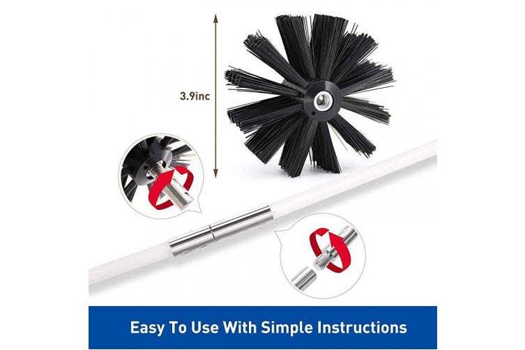 Holikme 30 Feet Dryer Vent Cleaning Brush, Lint Remover,Fireplace Chimney Brushes, Extends Up to 30 Feet, Synthetic Brush Head,