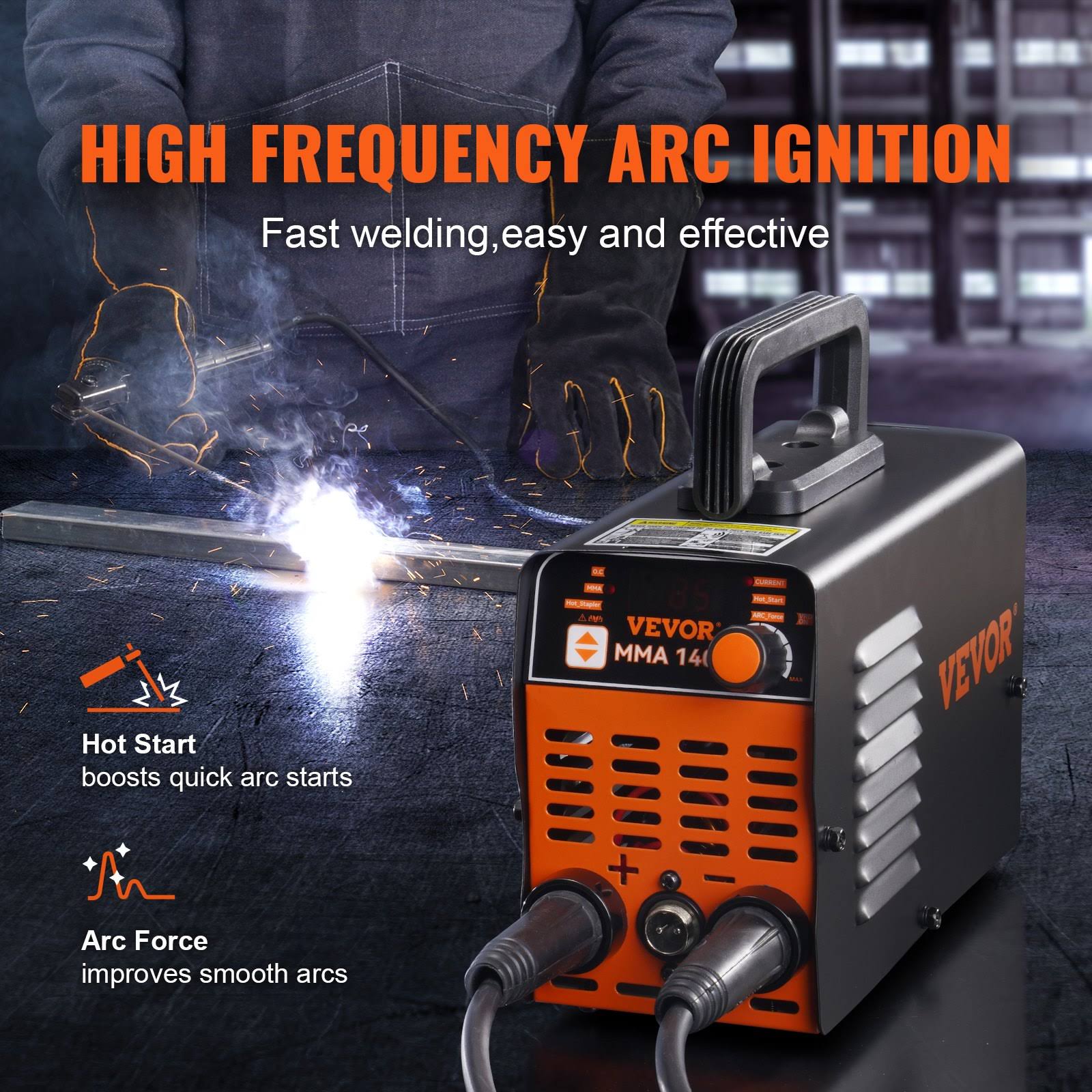 VEVOR Stick Welder, 140Amp Stick & Plastic Arc Welder Machine, 110/220V Hot Stapler with Hot Start Arc Force Anti-Stick, Plast