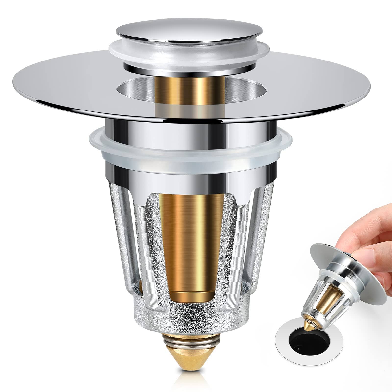 Universal Bathroom Sink Stopper, for 1.1-1.5 inch Bullet Core Push Type Basin