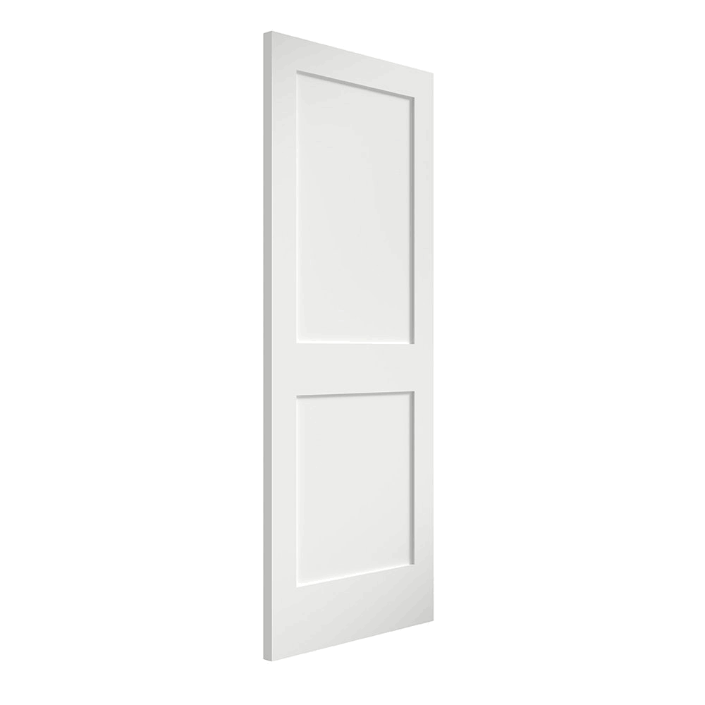 EightDoors 80 inch x 32 inchx 1-3/4 inch 2-Panel Shaker White Primed Solid Wood Core Door