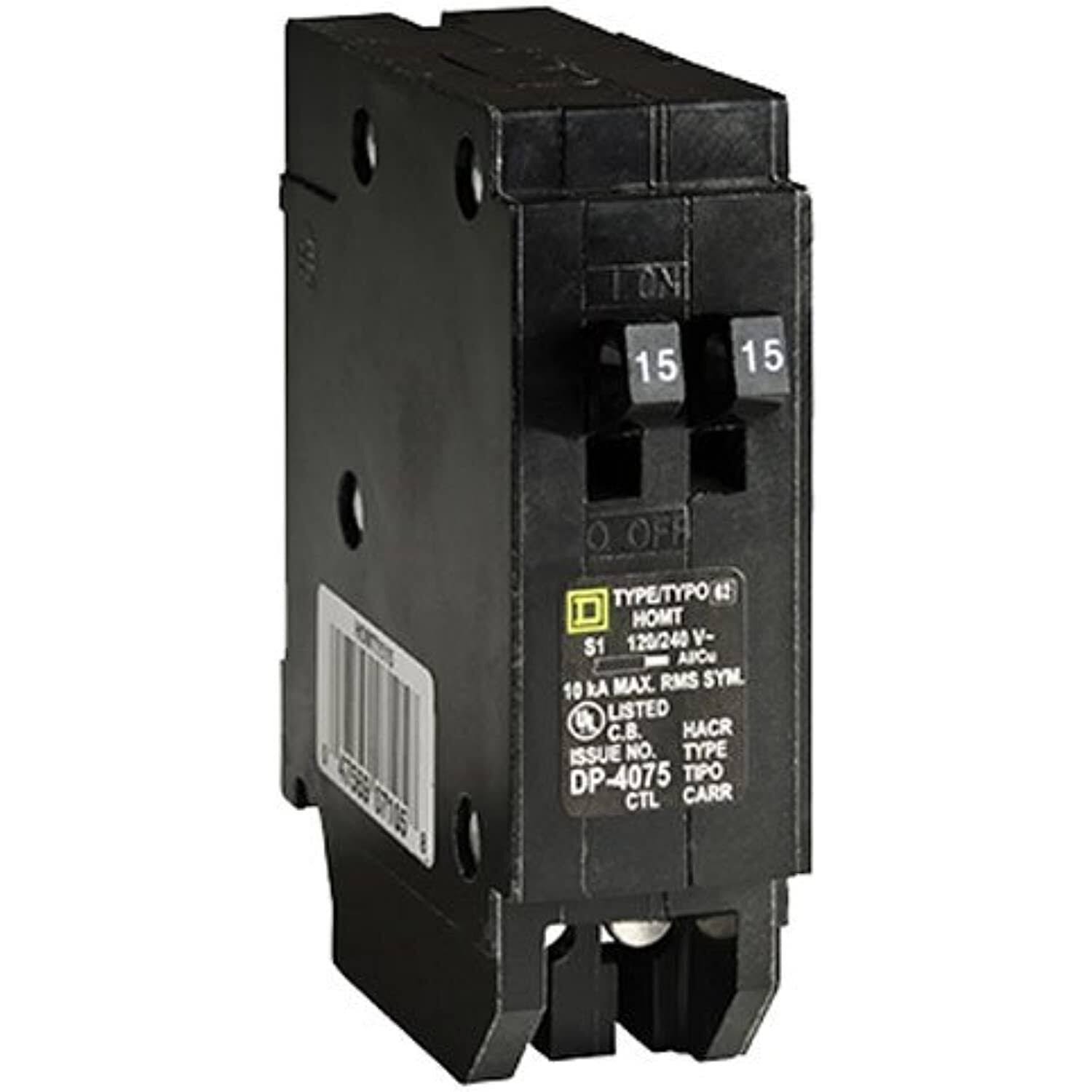 Square D Single-Pole Tandem Circuit Breaker, 15 A