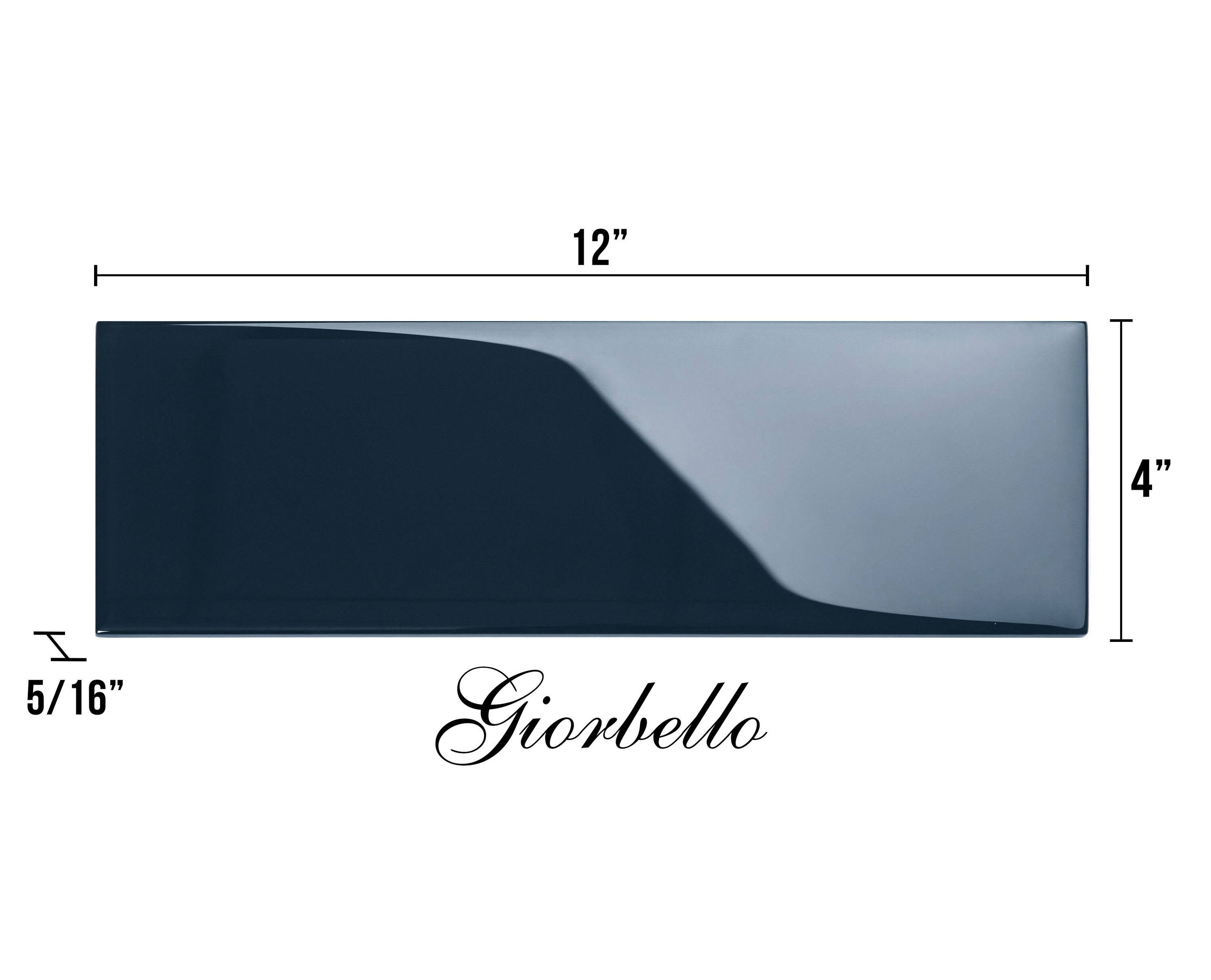 Giorbello Midnight Blue 4 in. x 12 in. x 8mm Glass Subway Tile (5 Sq. ft./Case)