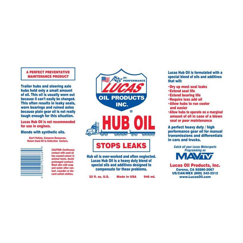 Lucas Oil 10088 1 Quart (32 ounces) Hub Oil