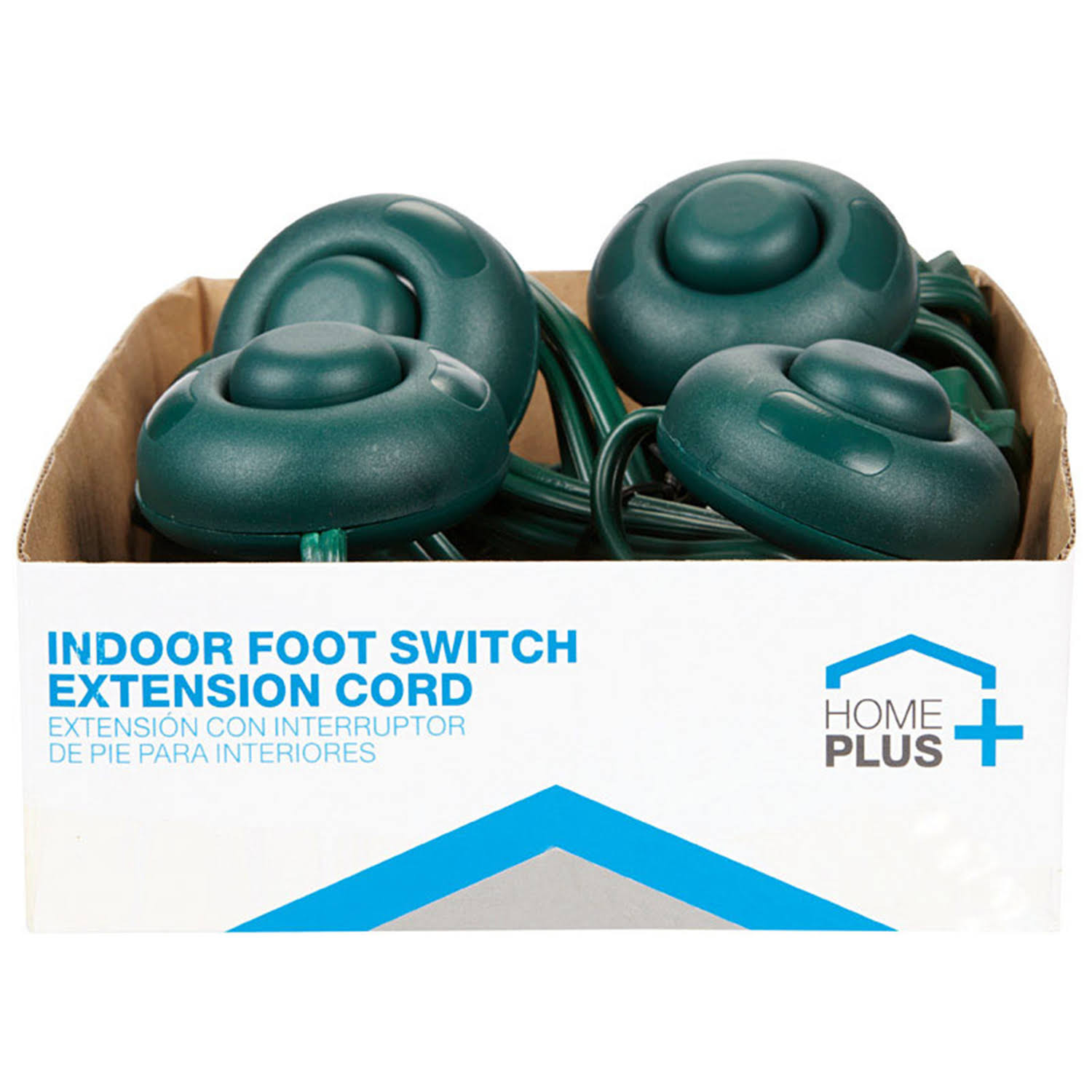 Home Plus Indoor Step-on Switch Extension Cord, Green, 6'