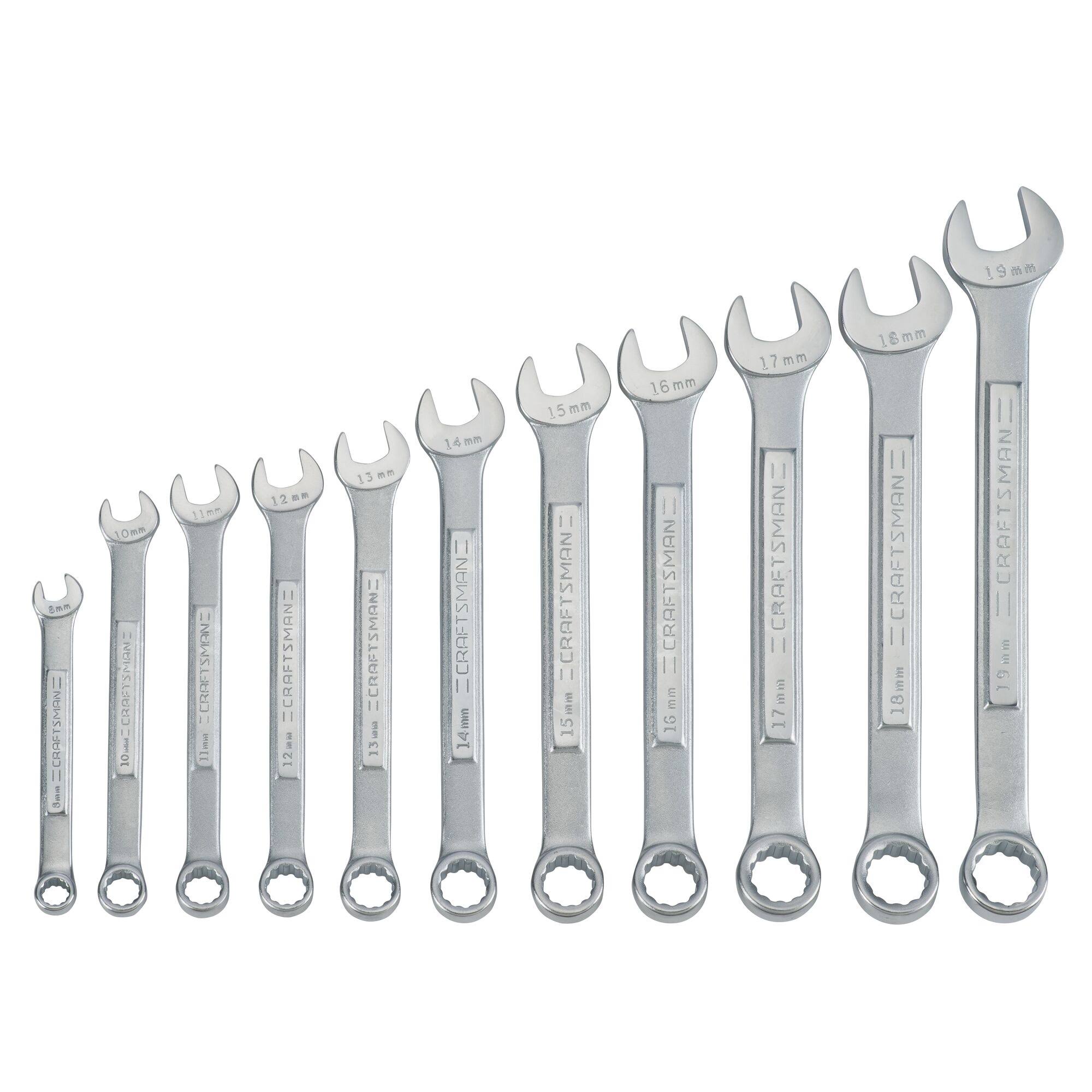 Craftsman Combination Wrench Set, Metric, 12 Point, 11 Piece