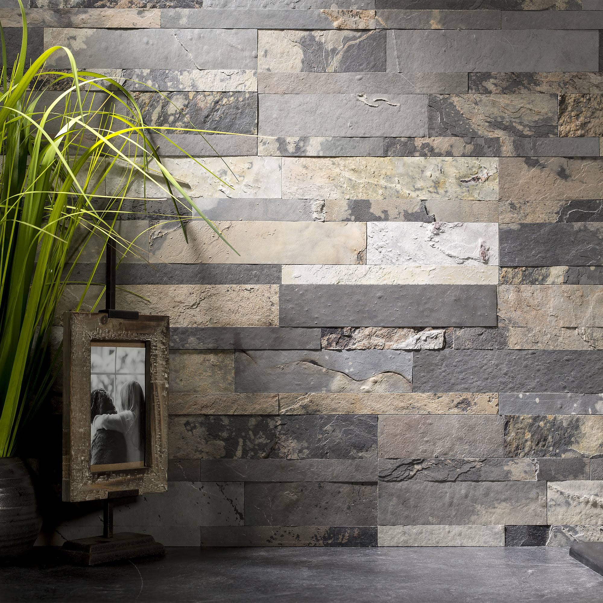 Aspect Peel and Stick Stone Backsplash Medley Slate Single Tile