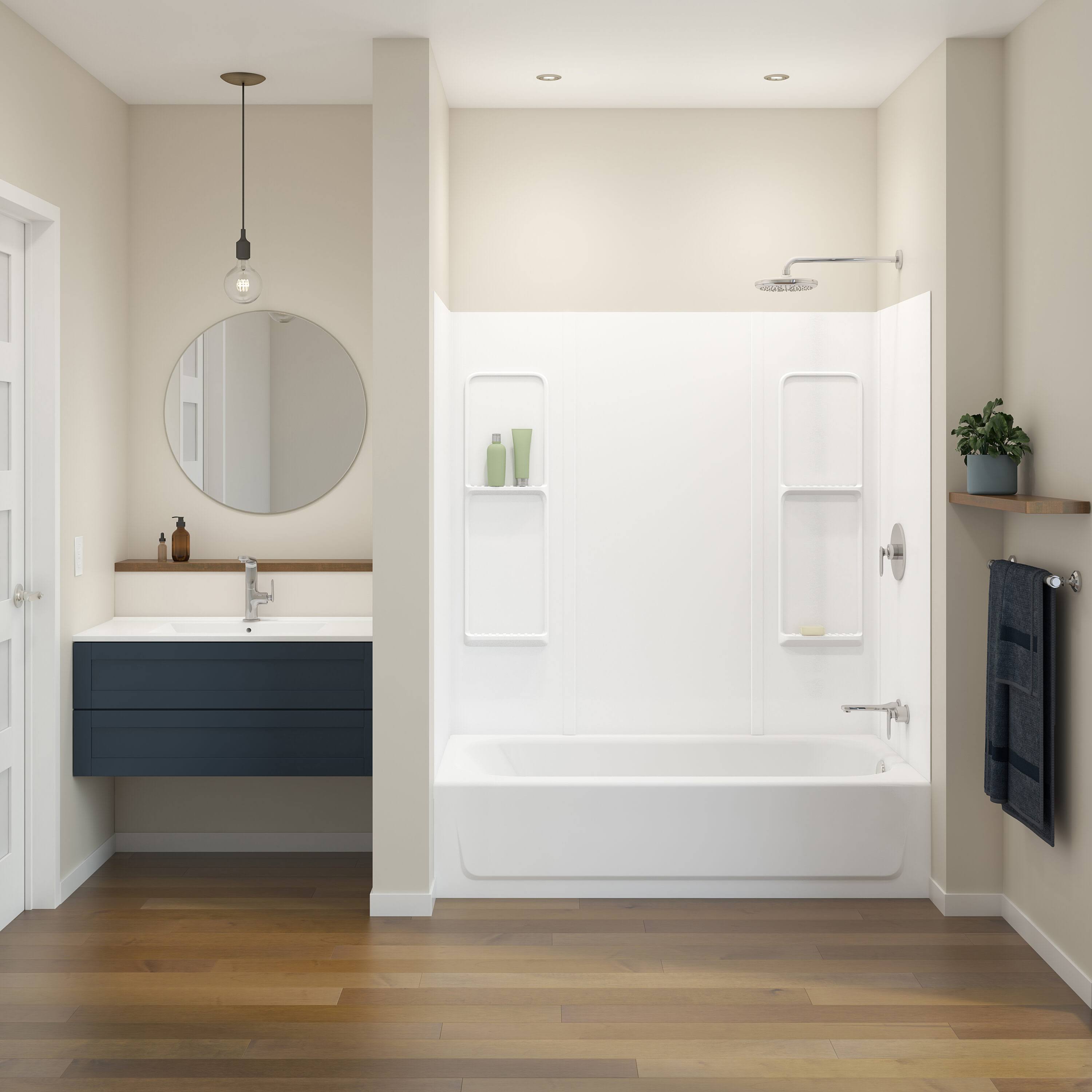 Mansfield Richland Tub Shower Wall in White- Each