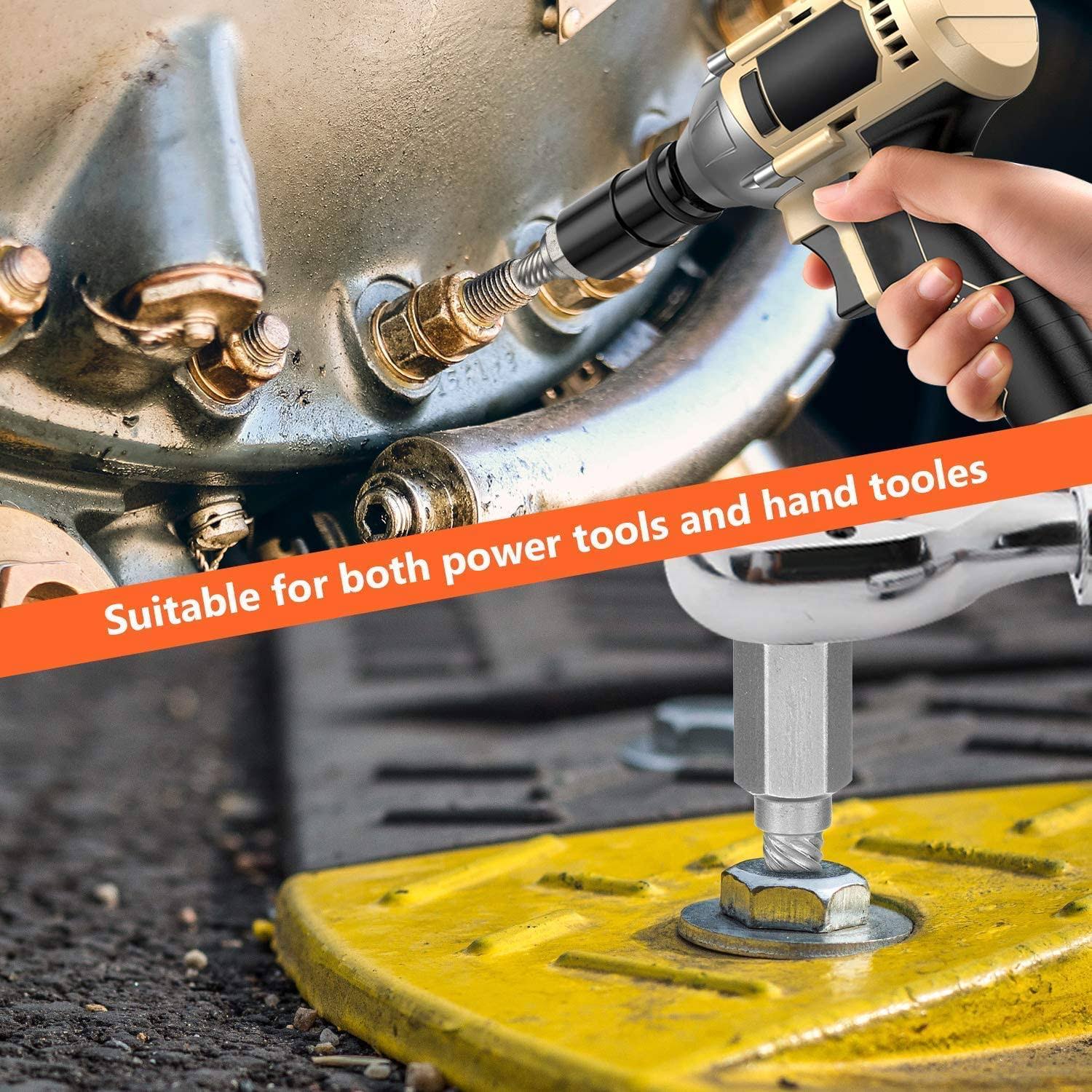 XEWEA 25pcs Screw Extractor Set Hex Head Multi-Spline Easy Out Bolt Extractor Set, Chrome Molybdenum Alloy Steel Heavy Duty EZ Out Rounded Screw