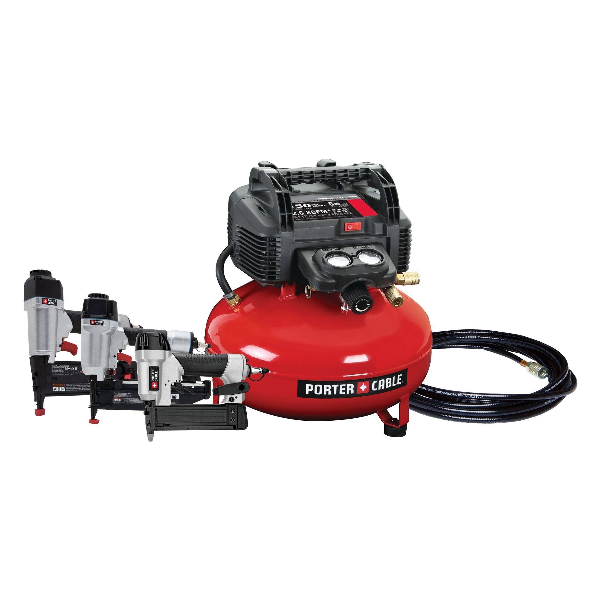 Porter-Cable PCFP3KIT 6 gal. Portable Electric Air Compressor with 16-Gauge, 18-Gauge and 23-Gauge Nailer Combo Kit (3-Tool)