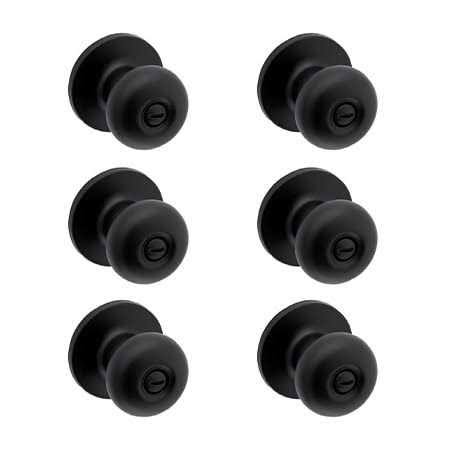 ReliaBilt Baron Matte Black Bed/Bath Privacy Door Knob Contractor Pack (6-pack) | 93680-028