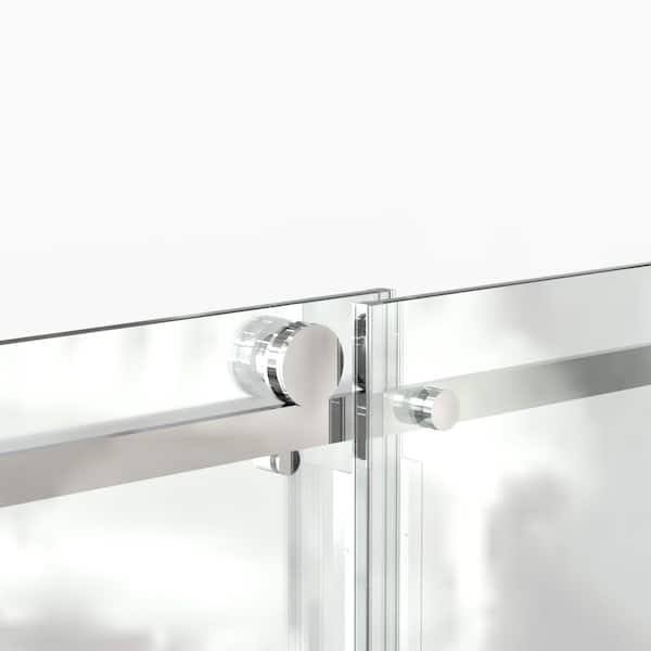 niveal Essen 60 in. W x 76 in. H Sliding Semi-Frameless Shower Door in Chrome Finish with Clear Glass