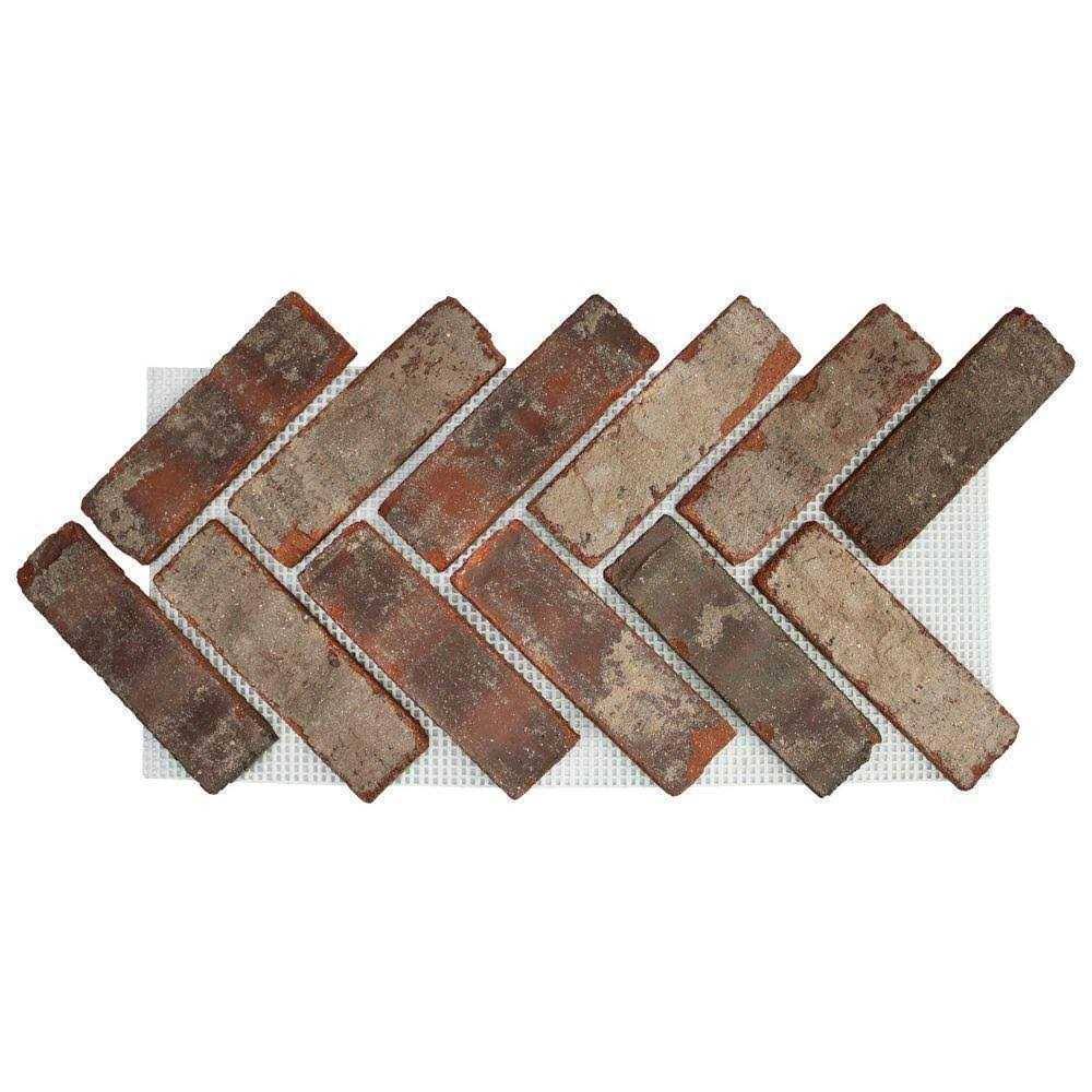 Old Mill Brick 28 in. x 12.5 in. x 0.5 in. Brickwebb Herringbone Highland Thin Brick Sheets (Box of 5-Sheets)