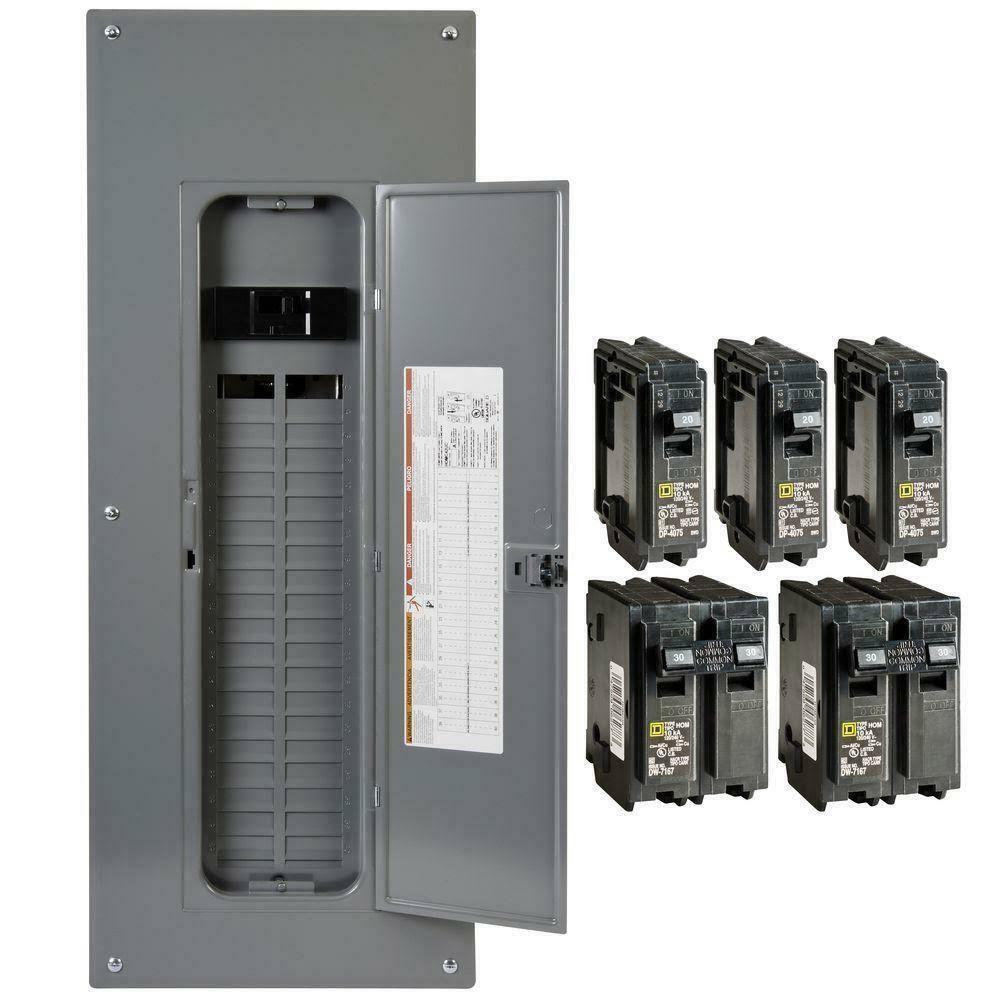 Square D HOM4080M200PQCVP Homeline Qwik-Grip 80-Circuit 40-Space 200-Amp Main Breaker Plug-On Neutral Load Center- Value Pack