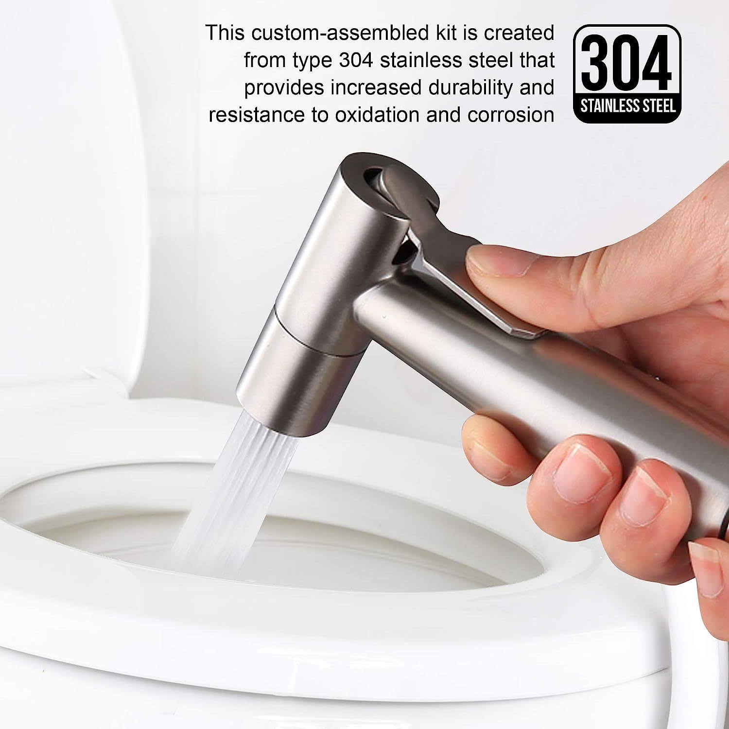 Droiee Bidet Sprayer for Toilet, Handheld Bidet Spray Water Kit, Bathroom Hand Shower for Self Cleaning Reduce Toilet Paper Waste Premium Stainless