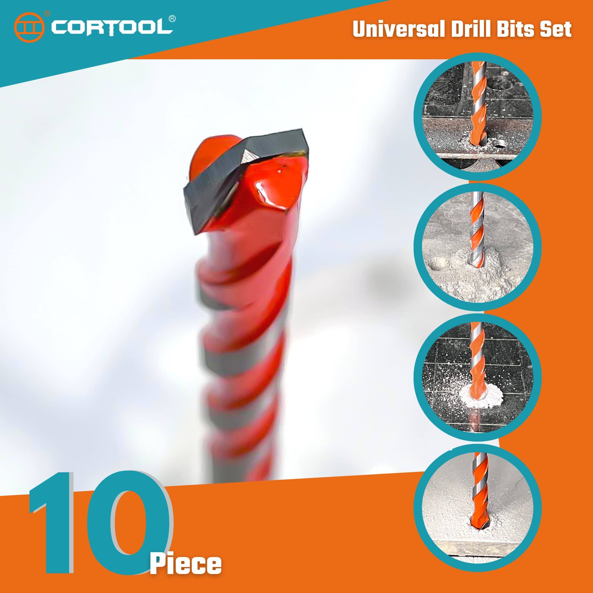 Masonry Drill Bits Set for Tile, Brick, Cement, Concrete, Glass, Plastic, Cinder Block, Wood, Fully Ground with Carbide Tips and Storage Case 25200010