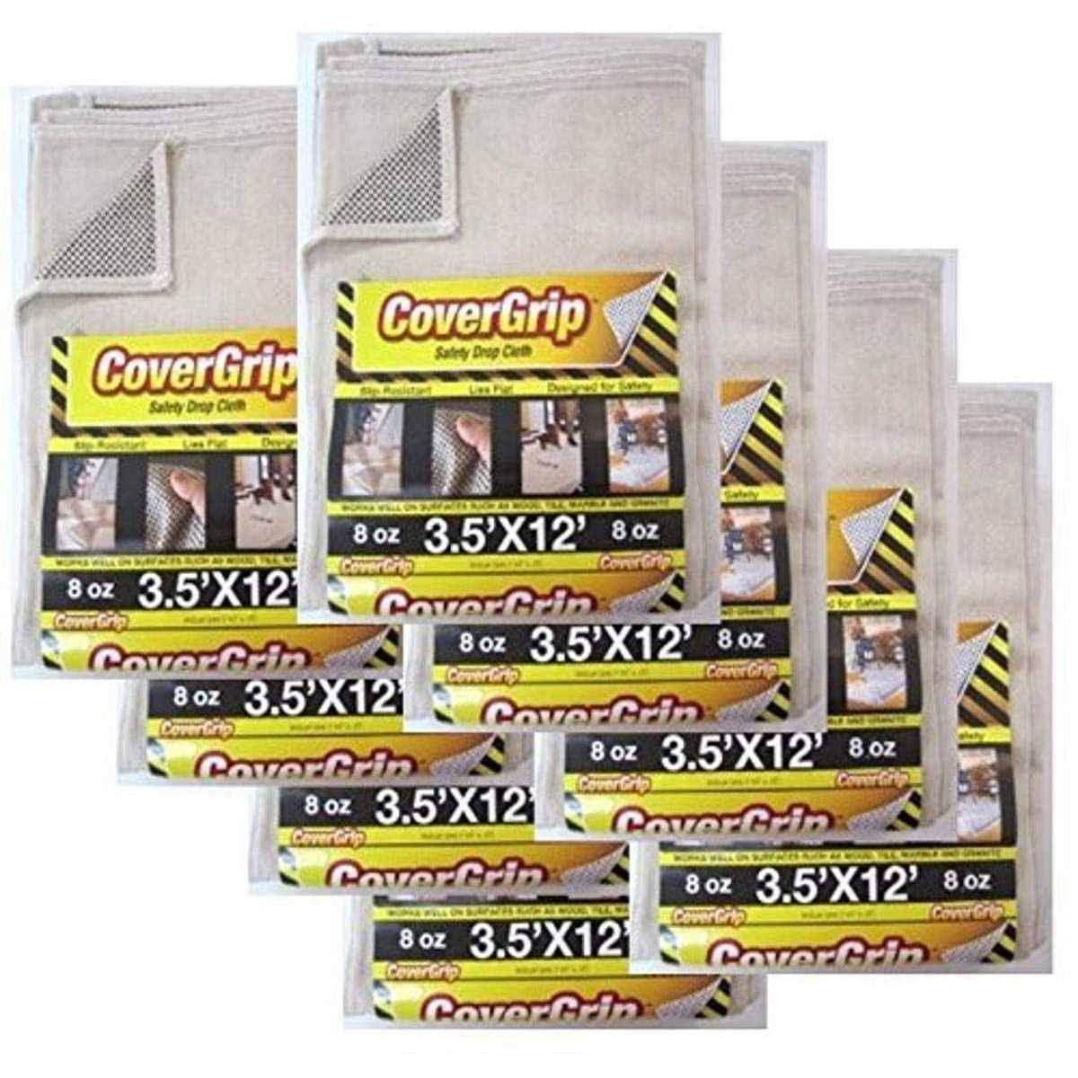 Covergrip 8 oz Canvas Safety Drop Cloth, 3.5' x 12', (Pack of 8)