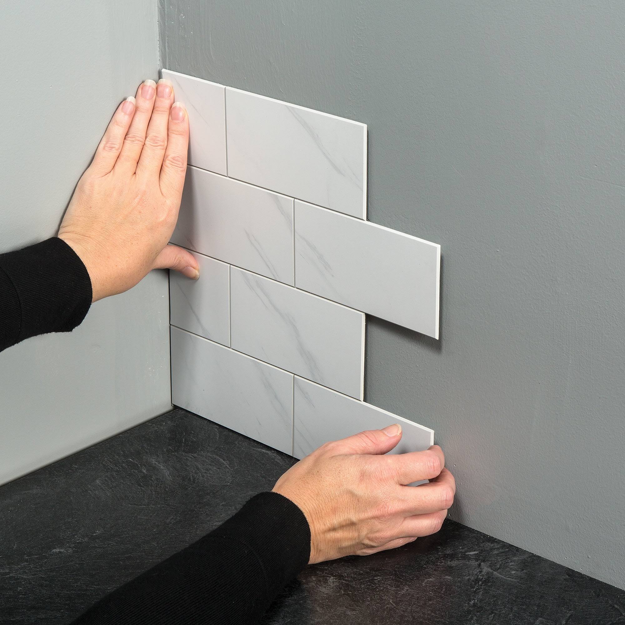 Aspect Peel and Stick Collage Tile in Carrara Subway (5 Pack)