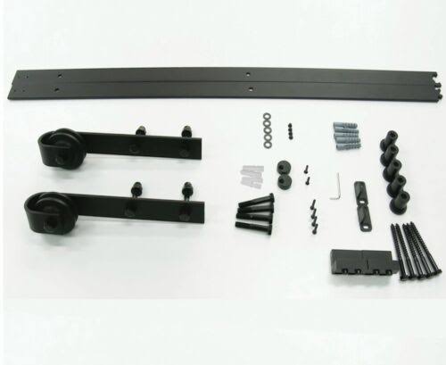 Wurth Flat-Tip Design Single-Door Sliding Track Barn Door Hardware Kit- Matte Black Finish- 78 in