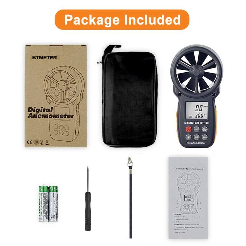BTMETER Digital Anemometer Handheld BT-100 Wind Speed Meter Gauge, Accurately