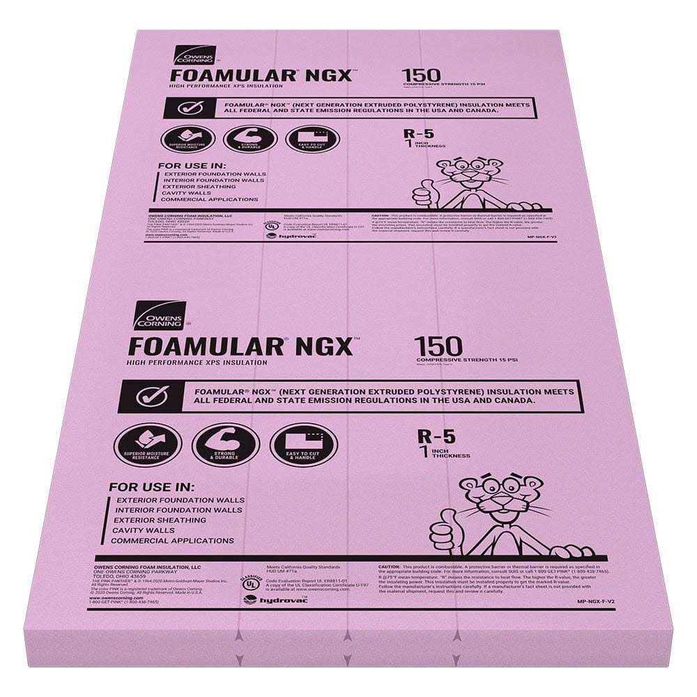 Owens Corning R- 5, 1-in x 4-ft x 8-ft Foamular Unfaced Foam Board Insulation