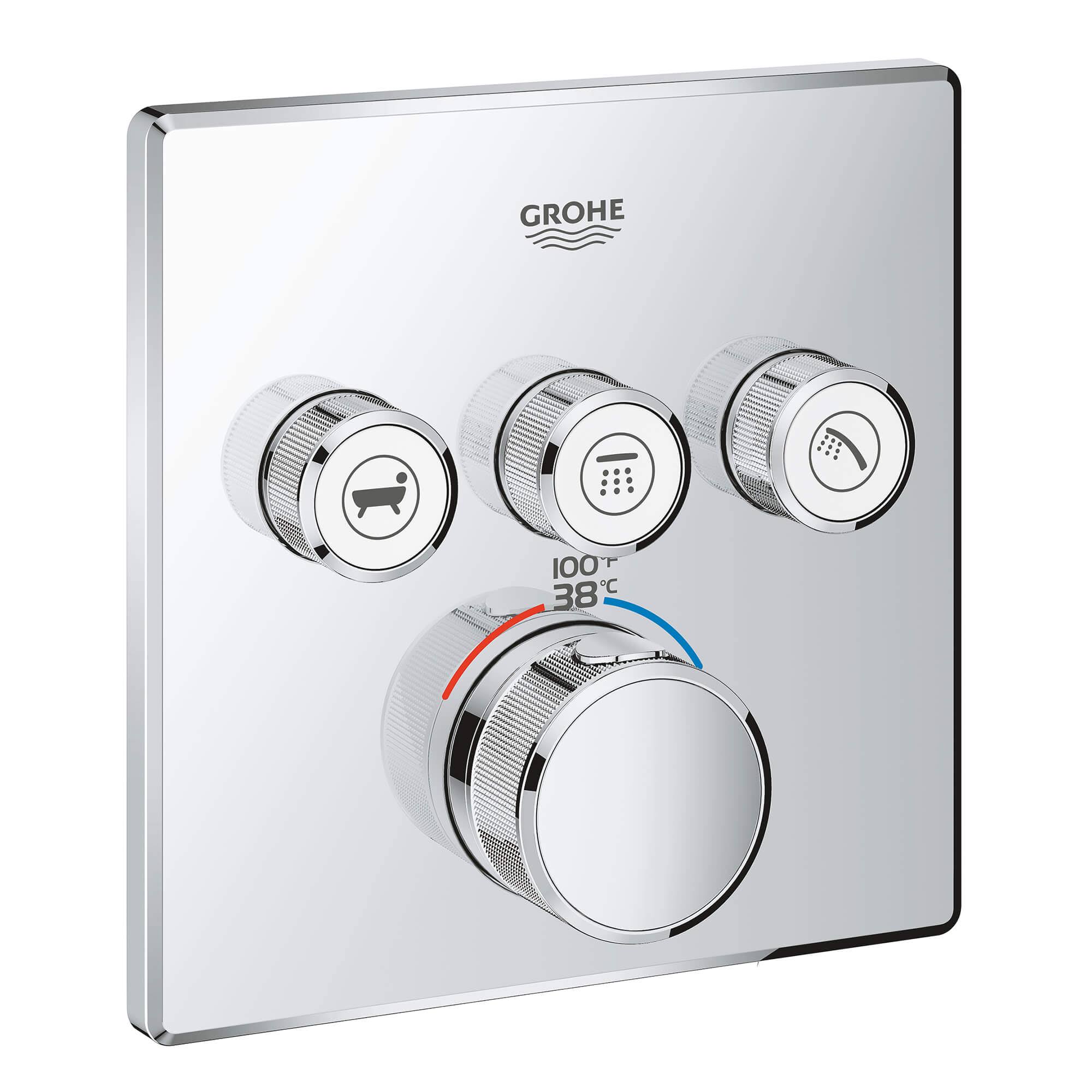 Grohe 29142000 Grohtherm SmartControl Triple Function Thermostatic Trim with Control Module- Chrome