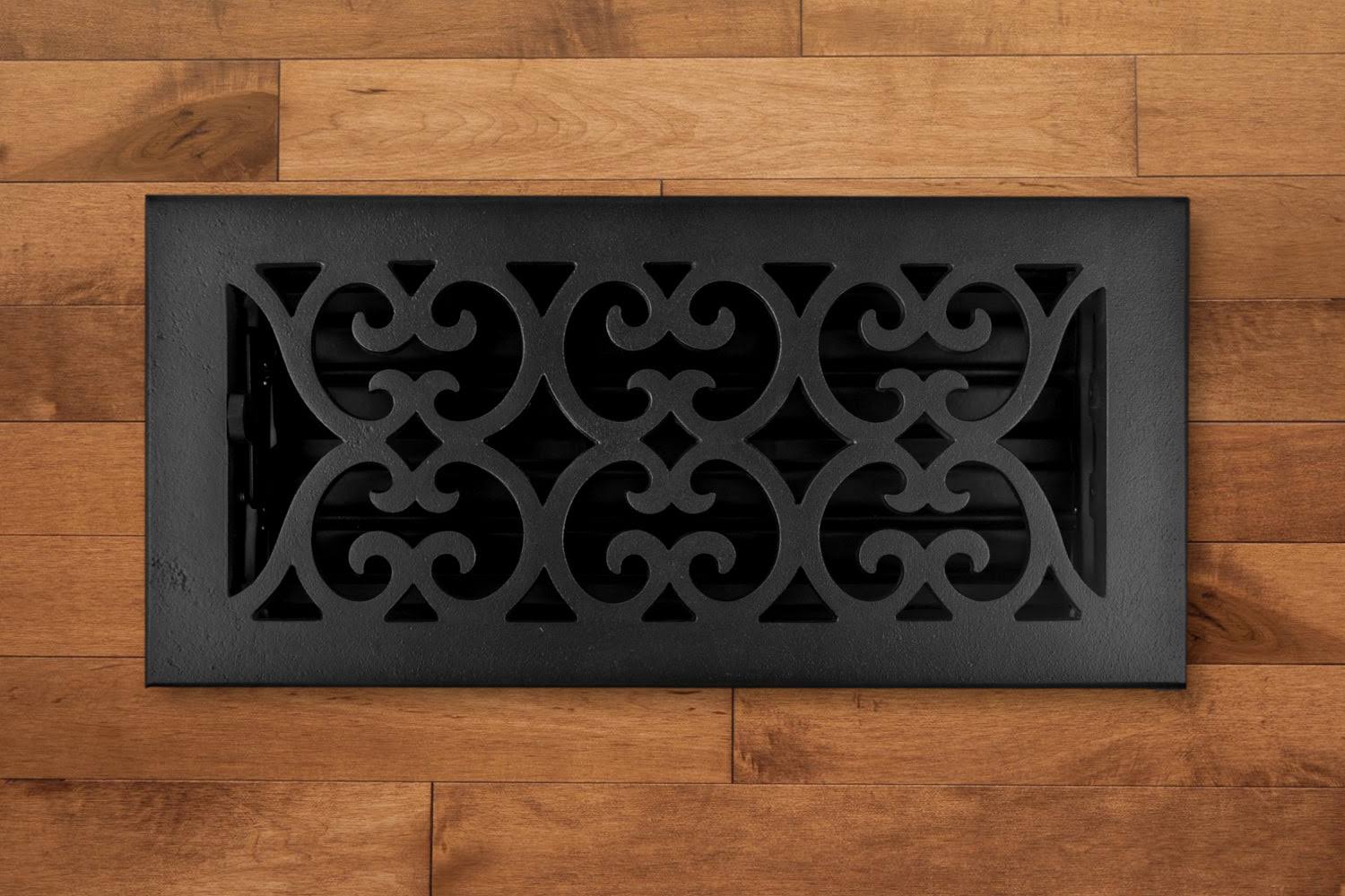 Cast Iron Heirloom Vent Covers- Black 6 x 12 (Overall: 7.25 x 13.5)