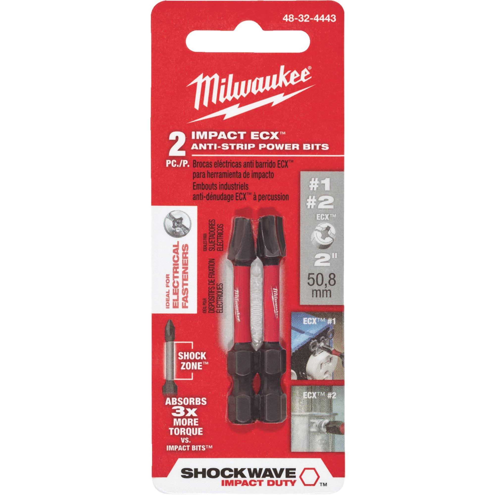 Milwaukee 48-32-4443 SHOCKWAVE 2-Piece 2 in. Impact ECX Combo Kit